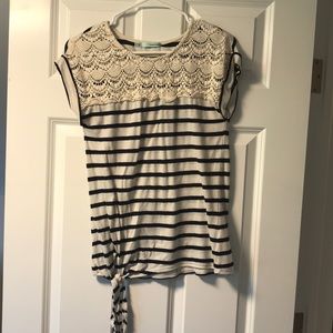 Maurices white and blue striped shirt